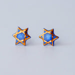 Earrings “Magen David” of Blue Porcelain