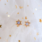 Серьги «Звезда Давида» из белого-синего фарфора