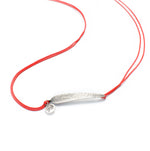 Red string silver bracelet - Eucalyptus leaf